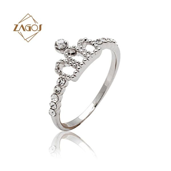 

wedding rings 6.5 size crown crystal party anniversary trendy engagement alloy silver color 9.5x7.5mm tr0035_1, Slivery;golden