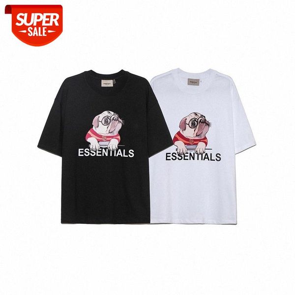 

streetwear men high street fog cartoon dot dog print short sleeve essentials casual t-shirt #0m47, White;black