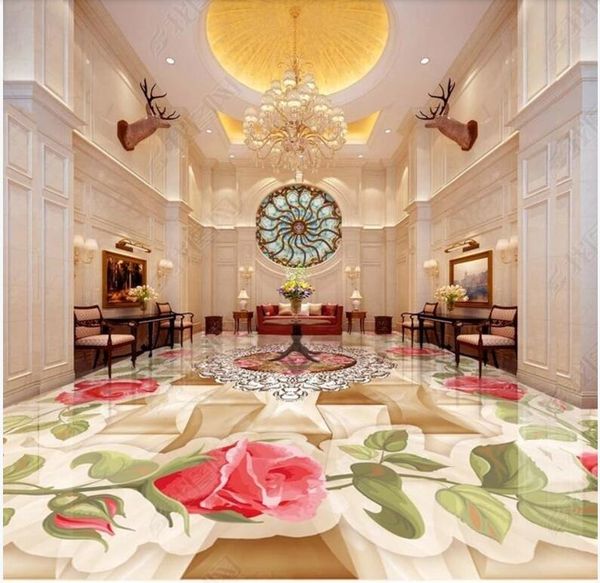

wallpapers custom po 3d pvc flooring self adhesive wallpaper european style rose marble home decor living room for 3 d