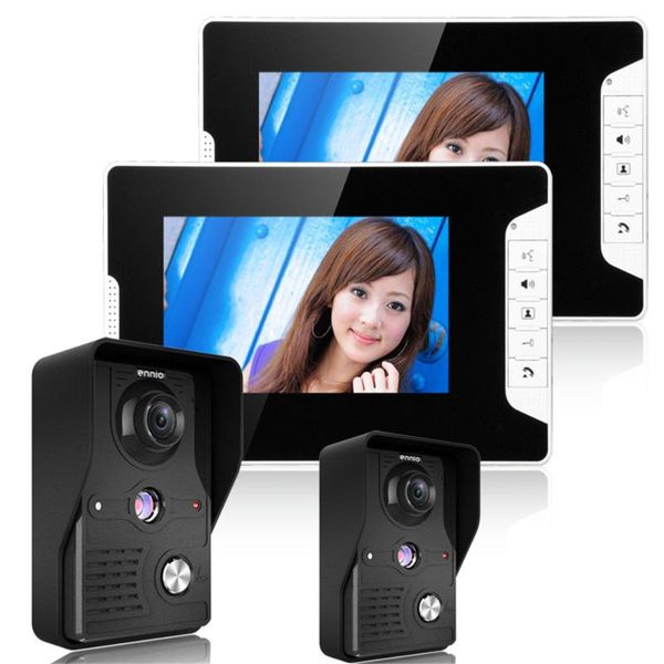 

inch video door phone doorbell intercom kit 2-camera 2-monitor night vision phones