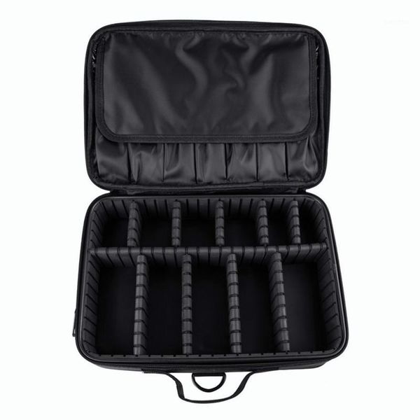 

black color travel makeup bags women's lady cosmetic bag suitcase large space with shoulder strap1