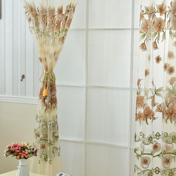 

curtains window balcony sheer screening decorative floral living room home hanging decor sunflower printed voile curtain & drapes