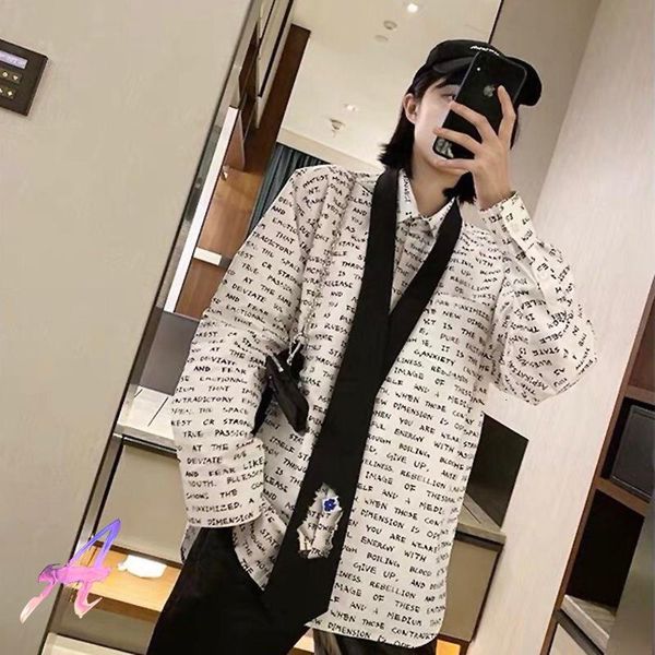 

men's jackets full print letters shirt jacket fashion lapel adererror casual shirts streetwear mens clothing zkyc, Black;brown