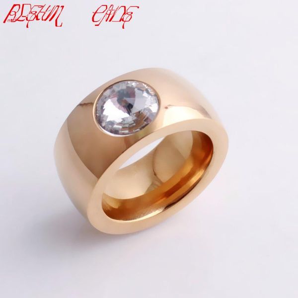 

wedding rings crystal zircon ring 316l stainless steel rose gold color for women men fashion jewelry, Slivery;golden