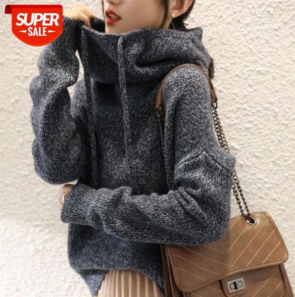 

thick cashmere sweater women's loose knit bottoming #nd0v, Black;gray