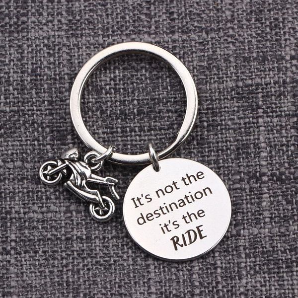 

keychains for cycling enthusiastic lover key chain motor keyring gifts it`s not the destination ride jewelry pendant ornaments, Silver
