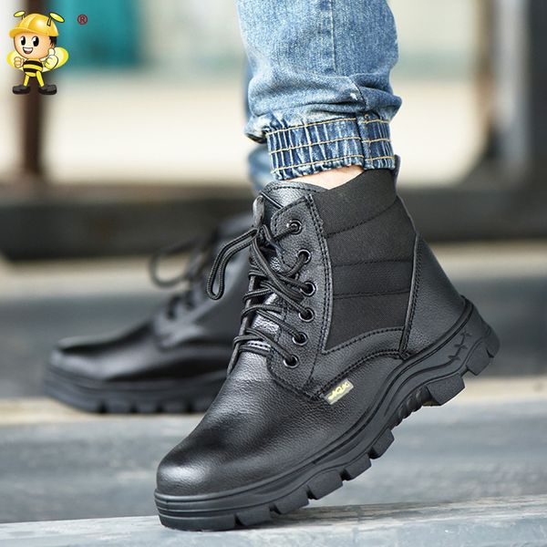 

safetoe safety shoes with steel toe cap anti-smashing work safety boots with waterproof leather for men and women botas hombre, Black
