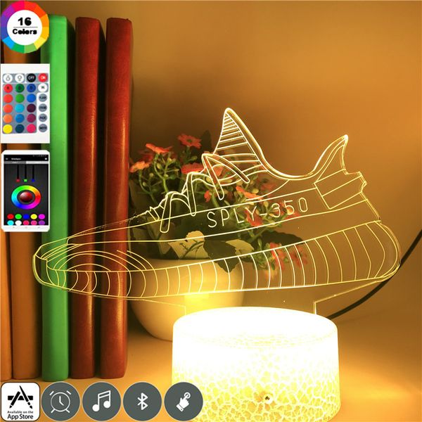 

sneakers 3d illusion night light led acrylic room lamp kids holiday gift nightlight usb atmosphere party club home decoration