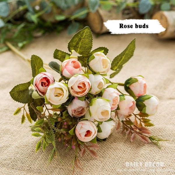 

bouquets wholesale 100% hi-q fake small rose buds artificial silk flower home decoration christmas decor wedding decorative flowers & wreat