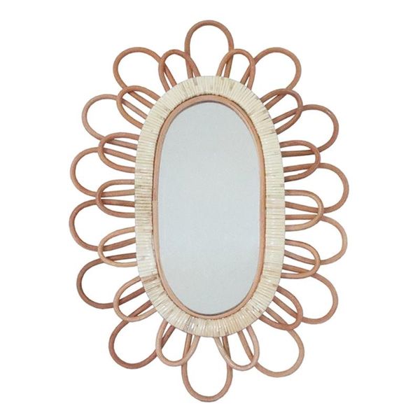 

mirrors rural rattan innovative art decoration makeup mirror dressing bedroom bathroom wall hanging craft po props