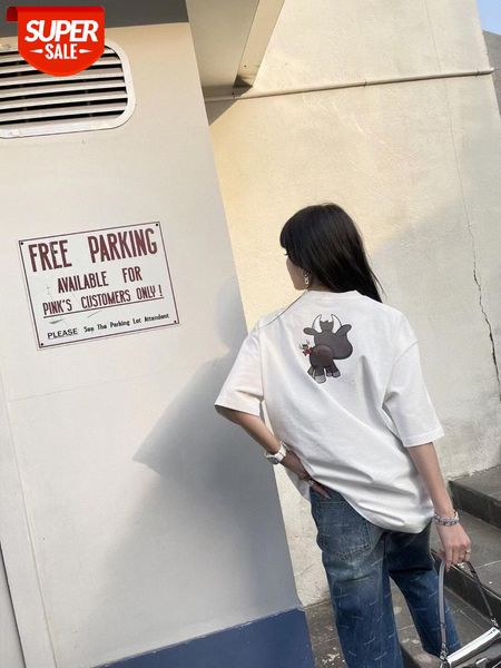 

spring and summer b cow print short-sleeved same style #x17d, White;black