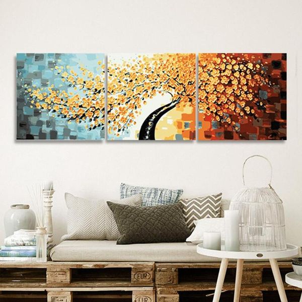 

paintings diy oil painting by numbers abstract tree pictures 40x40cmx3pcs paint wall art triptych canvas gift for home decor