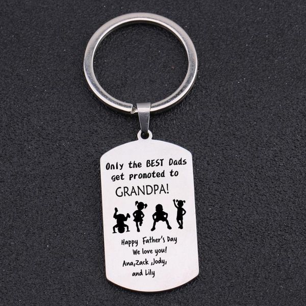 

keychains name customized engraved only the dads get promoted to grandpa key chains gifts for keyring creative keys holder, Silver