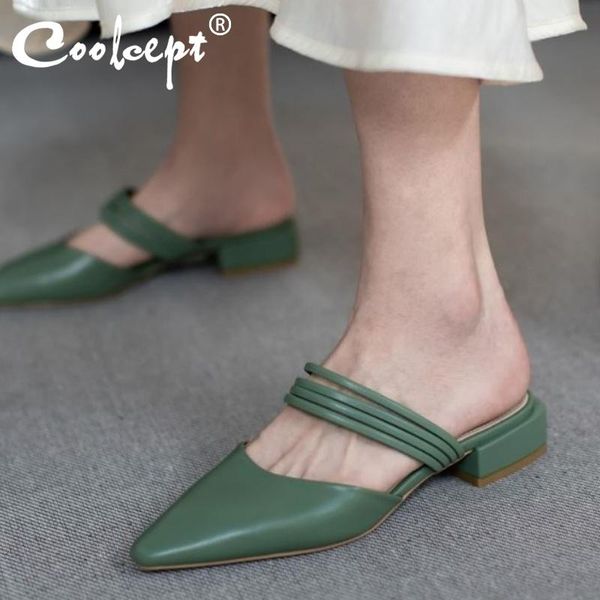 

dress shoes coolcept women sandals real leather thick heel summer fashion comfortable vacation woman footwear size 33-40, Black