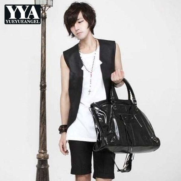 

men' tank men business casual sleeveless suit jacket spring summer, White;black