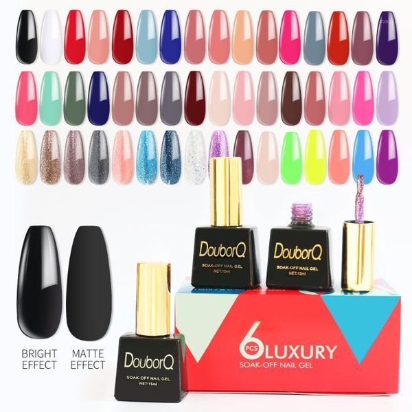 

6pcs nail gel polish set soak off varnishes kit selling colors base coat lacquers kit1, Red;pink