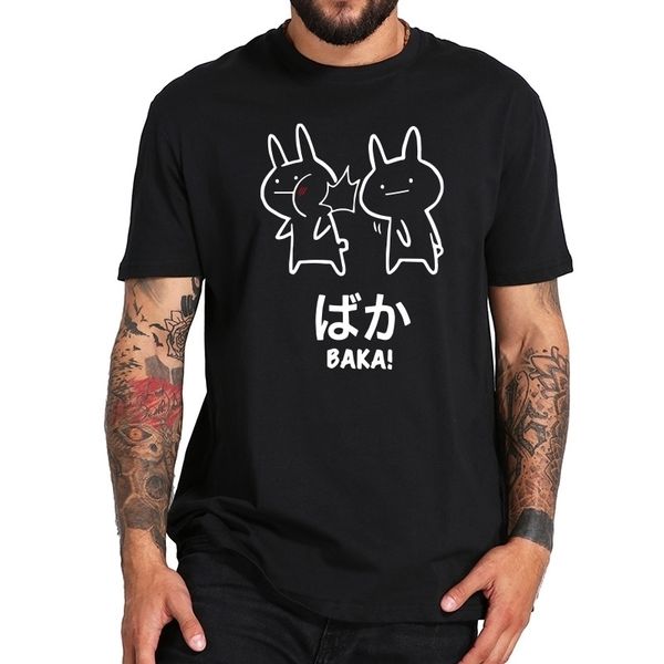 

baka rabbit slap t shirt anime japanese cute short sleeve cotton o-neck tee novelty cute japan tshirt eu size 210410, White;black