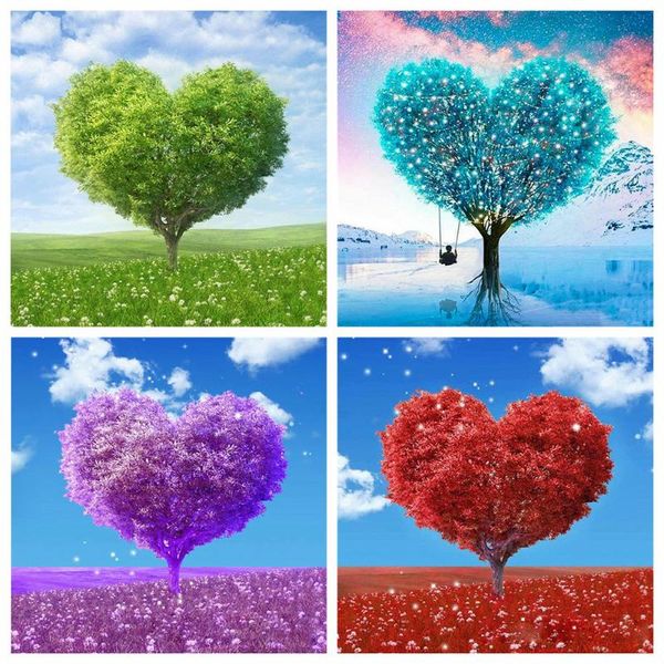 

diamond painting huacan 5d tree diy mosaic landscape full square/round embroidery cross stitch heart wall art craft kit