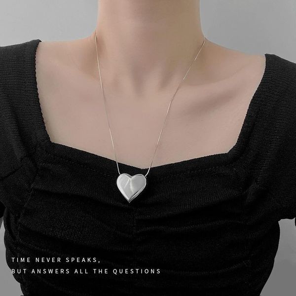 

pendant necklaces minimalist woman heart necklace women chain lovers jewelry wedding silver color trendy party metal naszyjnik