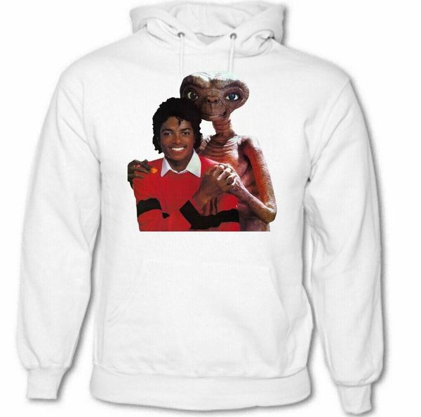 

michael jackson with e. t. retro mens 80's hood and alien movie mj tee, White;black