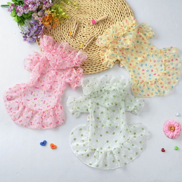 

summer dog sunscreen spring and thin breathable chiffon lace dress pet clothing