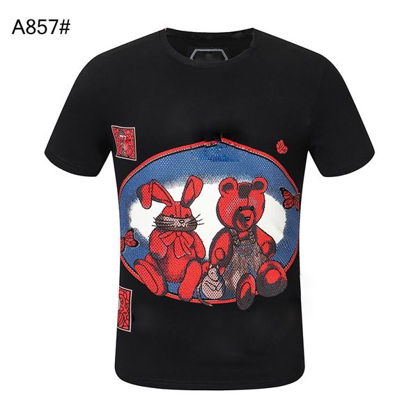 

fashion men t-shirt summer basic solid crystal print letter trendy casual punk women clothing short sleeve tees, White;black