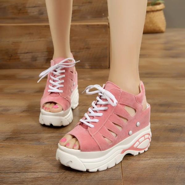 

sandals inner heightening fairy roman women's shoes in summer 2021, Black