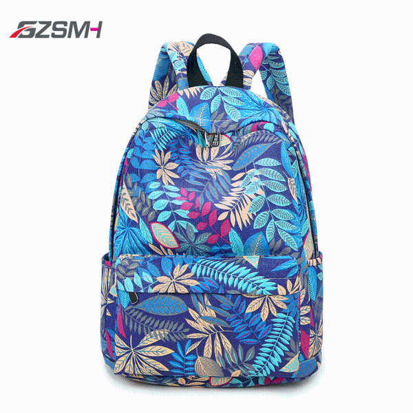 

backpack gszmh brand fashion waterproof polyester women flower printing female daily laprucksack girl college mochila