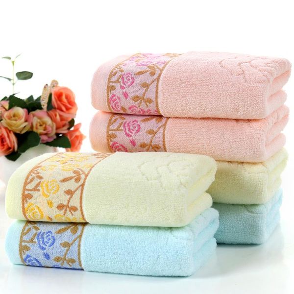 

towel t223a factory price blue yellow pink floral pattern face