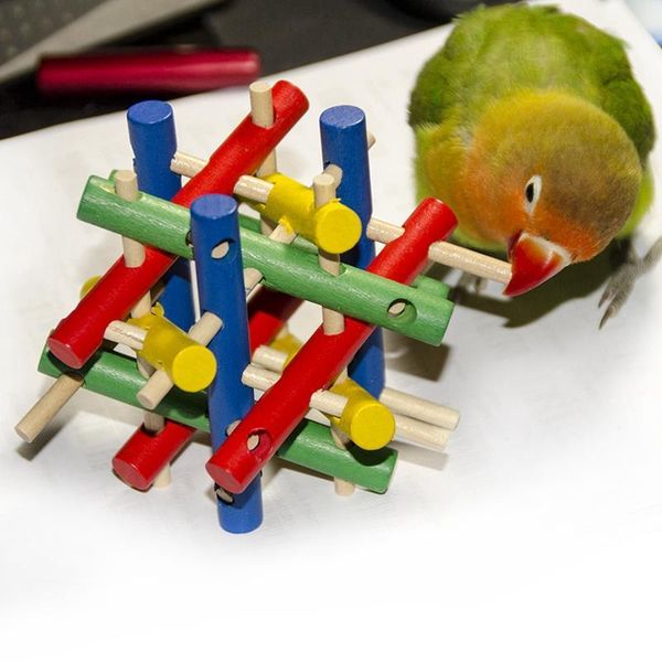

other bird supplies parrot chew toy wooden block knot cage hanging bite resistant parakeet teeth cleaning supply random color