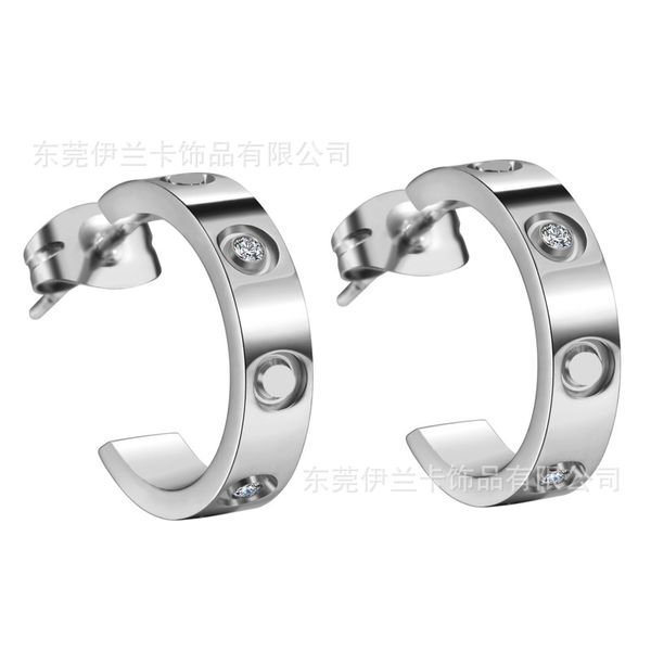 

charm carjia screw c- shaped titanium steel ear studs european and american popular fashion trendy earrings factory in stock one piece drops, Golden