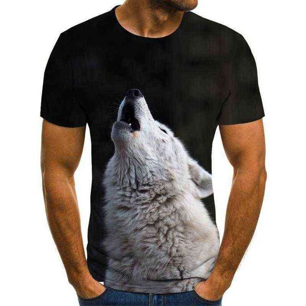 T-shirt casual da uomo nuovo arrivo stampa 3D moda animale lupo stampato T-shirt manica corta divertente girocollo da uomo 3D uomo Tees G1217