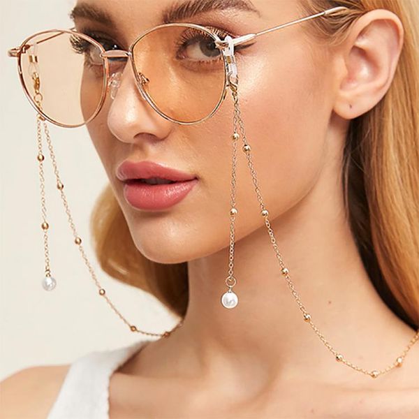 

other fashion accessories 2021 brand design eyeglass chain pearl beaded eyeglasses sunglasses strap for glasses women lanyard neck, Silver