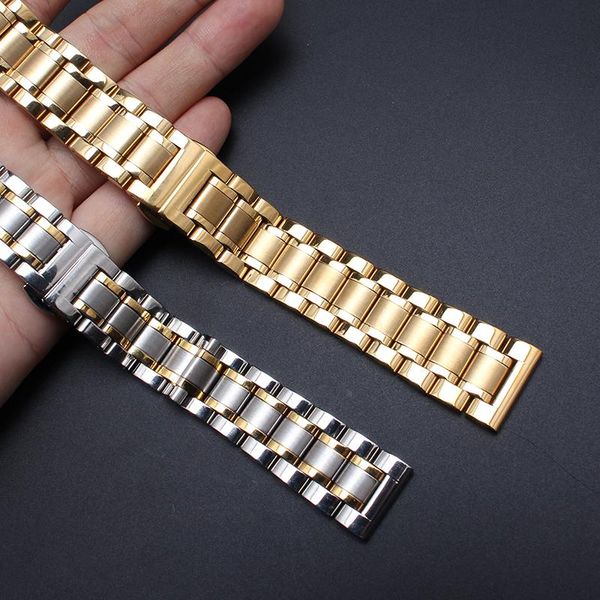

watch bands replacement silver and gold watchbands band strap 14mm 15mm 16mm 17mm 18mm 19mm 20mm 21mm 22mm straight ends watches accessories, Black;brown