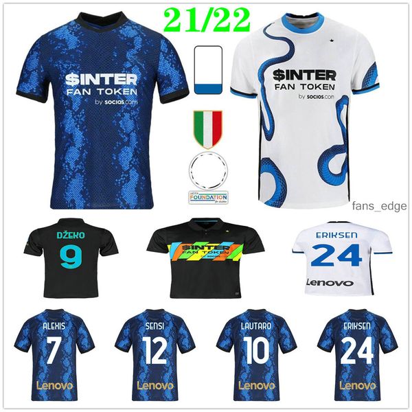 

21 22 inter jerseys vidal barella milan lautaro eriksen soccer football shirt 2021 uniform custom men + kids kids away dzeko sensi skriniar, Black;yellow
