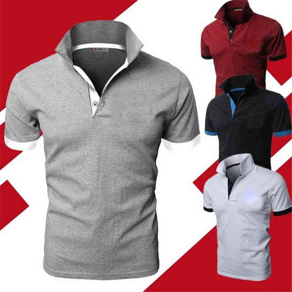 

men's polos mens shirt 2021 summer short sleeve turn-over collar slim casual breathable solid color business shirts, White;black