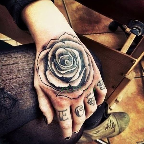 Wasserdicht Temporäre Tätowierung Femme Aufkleber Blume Rose Brief Gefälschte Tatto Flash Tatoo Handrücken Fuß Tato für Mädchen Frauen Männer