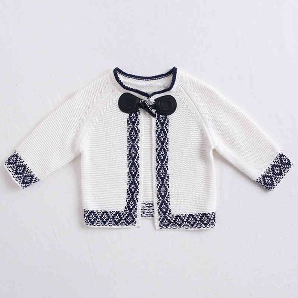 

spring autumn baby girls pure color cardigan coat children clothing long sleeve knitted kids 210429, Blue