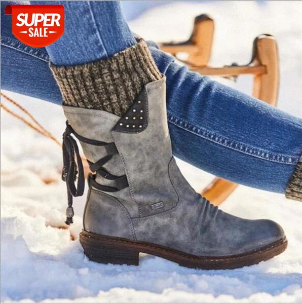 

thick heel lace-up wool boots 43 size mid-#rs36