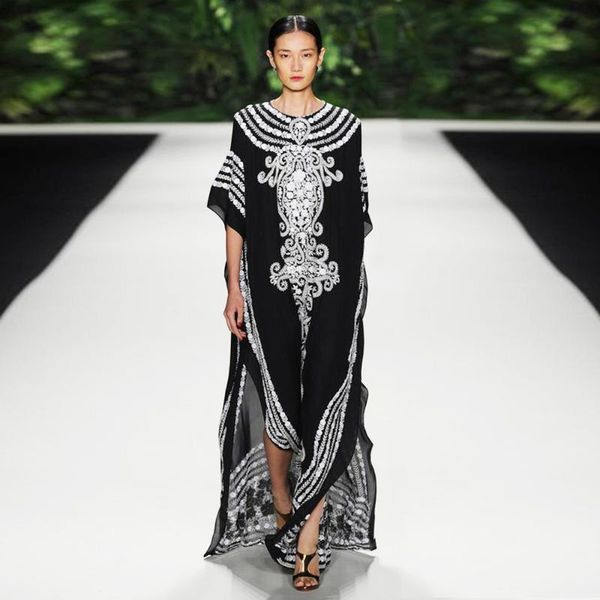 

ethnic clothing fashion muslim dress eid 2021 elegant women black print moroccan kaftan turkey arabic islamic, Red