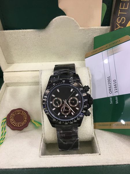 

black box with original pvd/dlc coated stainless steel 40mm watch 116610ln automatic fashion men's watches wristwatch, Slivery;brown