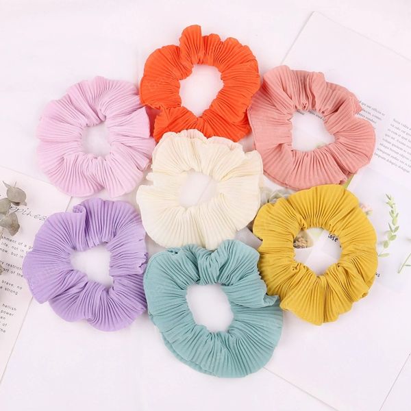 

solid color large intestine hair tie elastic rubber ponytail girls holder bands children scrunchies accessories women headwear, Slivery;white