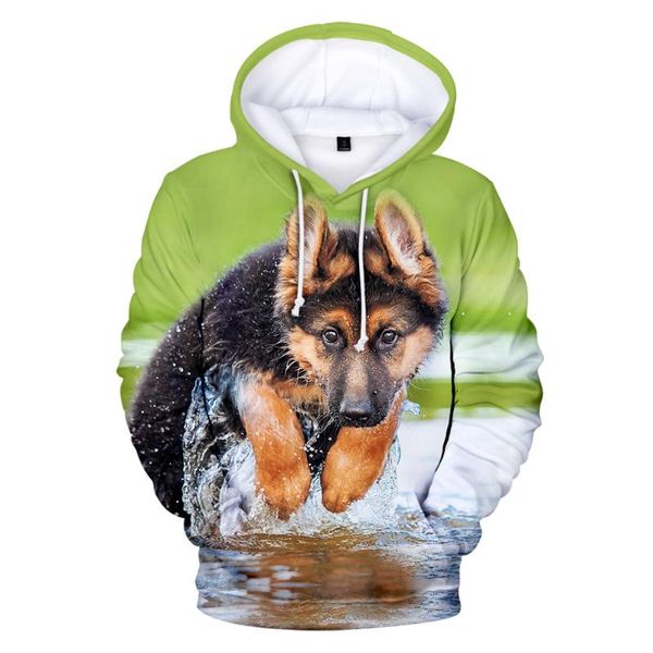 

men's hoodies & sweatshirts cute german shepherd 3d men women long sleeve sweatshirt print hoodie mens streetwear, Black