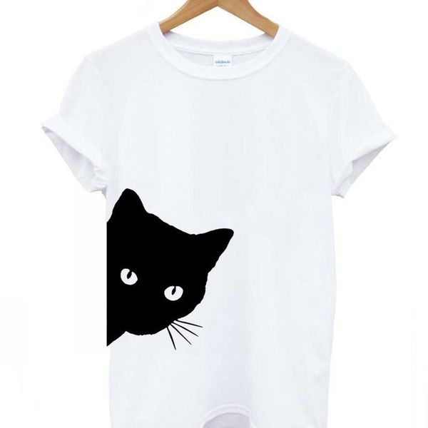 

cat tshirt women graphic tees funny t shirt tee shirts femme camisetas mujer kawaii women's t-shirt, White