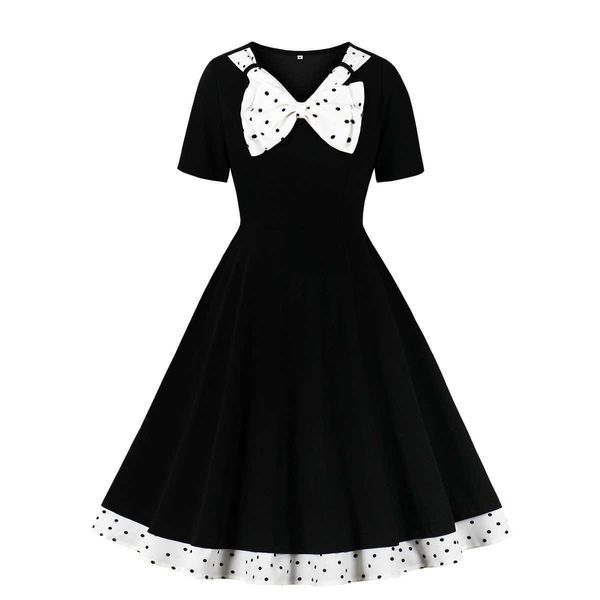 

black dress french stitching elegant cotton dresses with bow, Black;gray