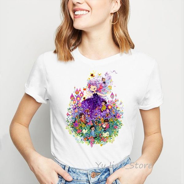 

watercolor fairytale illustration cute women novelty tee femme white woman clothes 90s tumblr t womens s