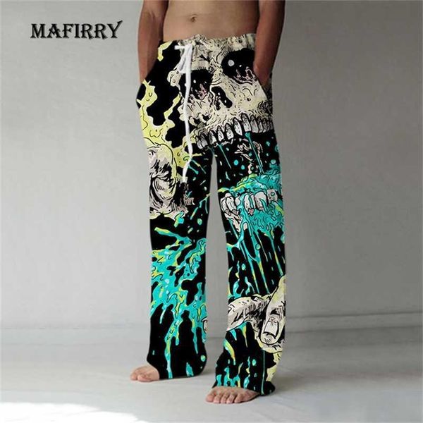 

men straight casual pant spring autumn hip hop printing male trousers elastic waist drawstring plus size 4xl streetwear 211108, Black