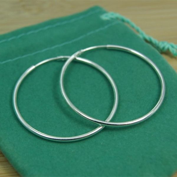 

hoop & huggie 925 sterling silver smooth 50mm big circle earrings for women wedding engagement party jewelry, Golden;silver