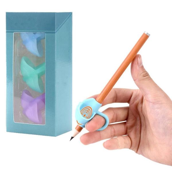 

refills two-finger silicone grip pen correction device learning writing 3pcs x 3-12years tool casual stationery, Black;red