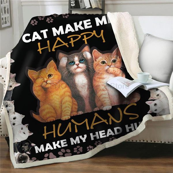 

blankets cartoon tier katze gedruckt decke sherpa fleece einfach waschen decken bettwÃ¤sche anime auf dem bequilt abdeckung hause blanket